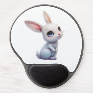 Cute White Bunny with Big Blue Eyes Gel Mouse Pad