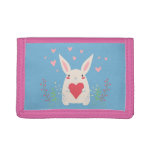 Cute White Bunny With Heart Trifold Wallet