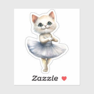 Cute white cat ballerina dancing ballet sticker