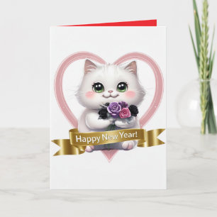 Cute White Cat Calendar 2025 Personalized Card