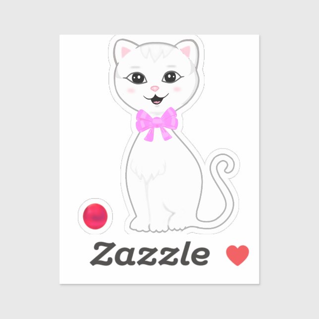 Cute White Cat Cartoon Sticker (Sheet)