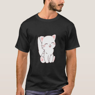 Cute White Cat Chibi Tongue Sticking Out T-Shirt