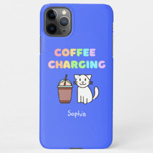 Cute White Cat&Funny Coffee Caffeine Rainbow iPhone 11Pro Max Case