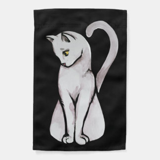 Cute White Cat Garden Flag