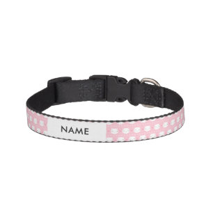 Cute White Cat Girly Pink Pattern Pet Collar