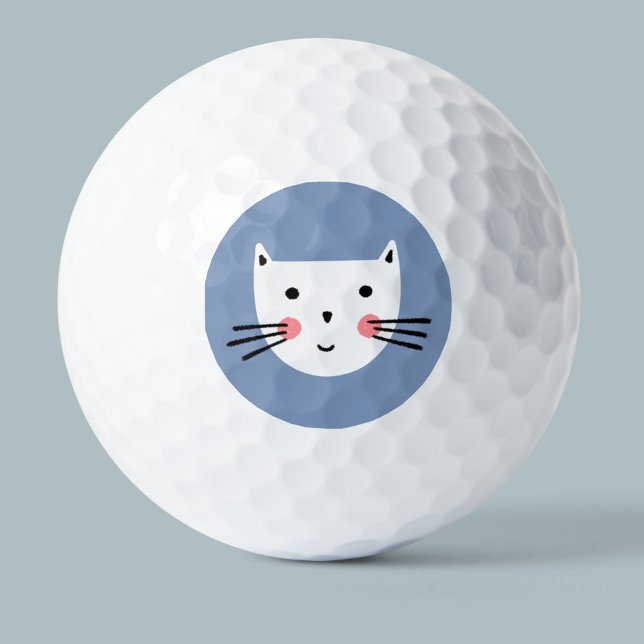 Cute White Cat Golf Balls (Creator Uploaded)