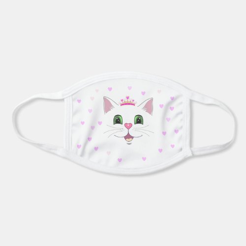 Cute white cat  hearts  face mask