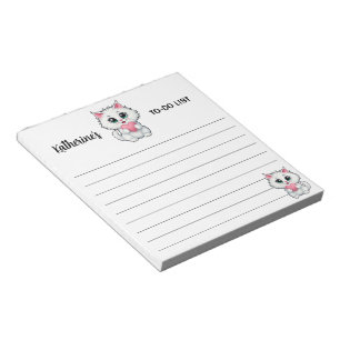 Cute White Cat Holding A Heart 1 Notepad