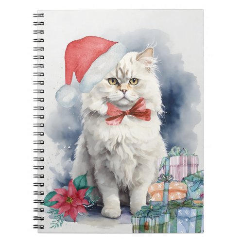 Cute White Cat in Santa Hat Gifts Christmas  Notebook