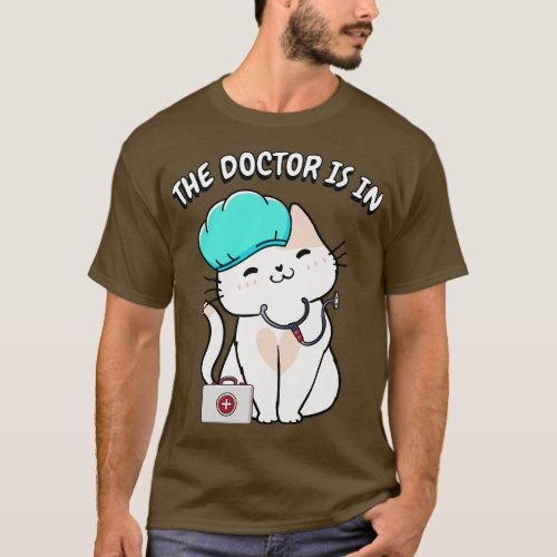 Cute white cat is a doctor T_Shirt