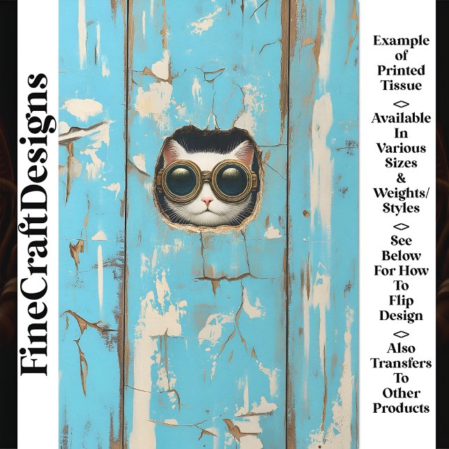 Cute White Cat Kitten Hiding Peeking AQ4 Decoupage Tissue Paper (Creator Uploaded)