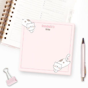 Cute White Cat Kitten Kitty Pink Girly Name Post-it Notes