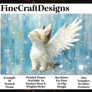 Cute White Cat Kitten With Wings AV3 Decoupage Tissue Paper