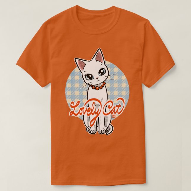 Cute White Cat Misty T-Shirt (Design Front)