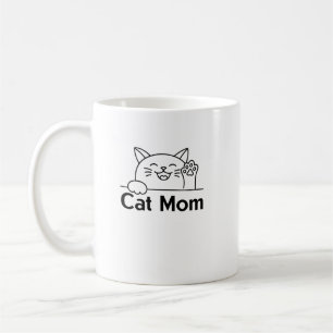 Cute white Cat Mom Simple Funny womens cat lover Coffee Mug
