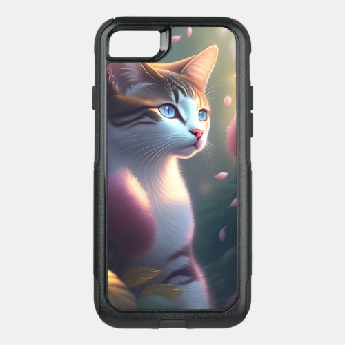 Cute White Cat Painting Art OtterBox Commuter iPhone SE87 Case