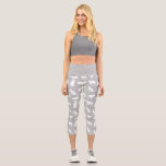 Cute White Cat Pattern Light Grey  Capri Leggings<br><div class="desc">Cute white silhouettes of various cat poses in repeat pattern on custom color background.</div>