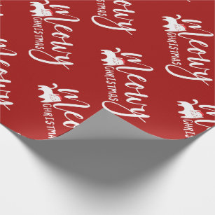 Cute White Cat Pattern Meowy Christmas Wrapping Paper