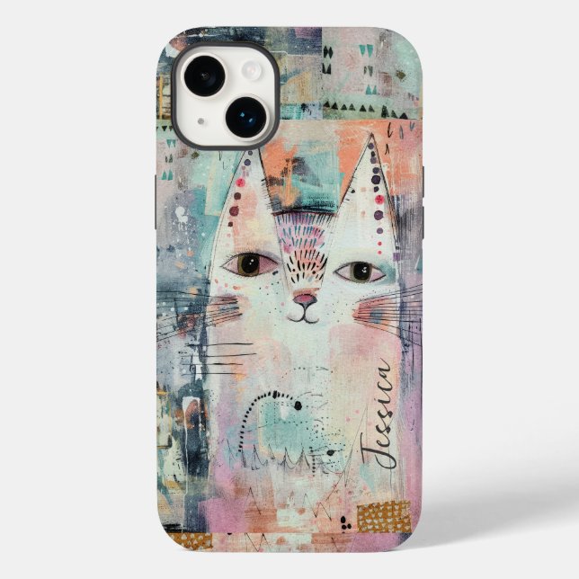 Cute White Cat Personalized Case-Mate iPhone Case (Back)