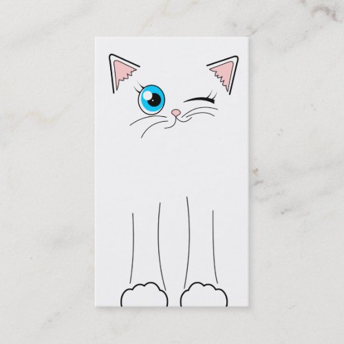 Cute White Cat Pet Sitting Service Business Card