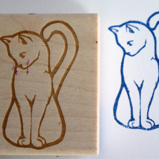 Cute White Cat Rubber Stamp