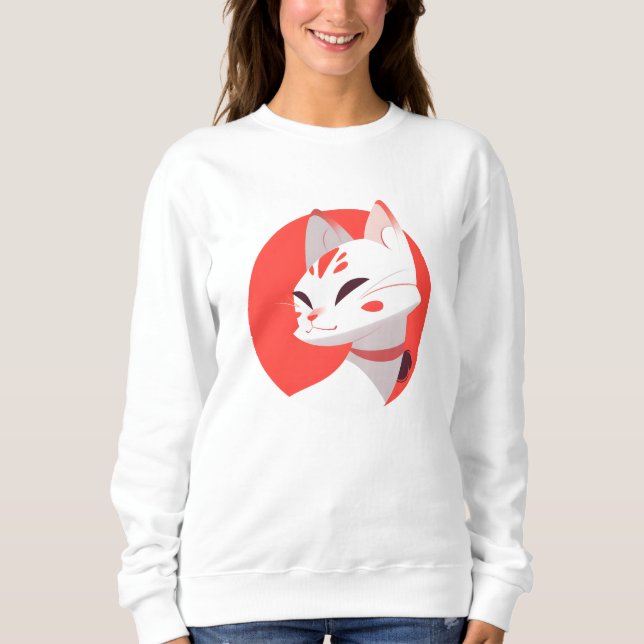 Cute white cat sweatshirt (Front)