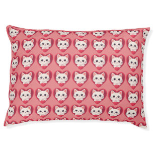 Cute White Cat with Heart Kawaii Kitty Love Design Pet Bed