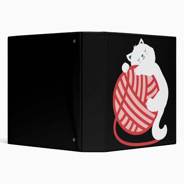 Cute white cat with yarn ball 3 ring binder (Background)