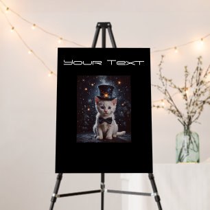 Cute White Cat Your Text Printed Black Back Décor Foam Board