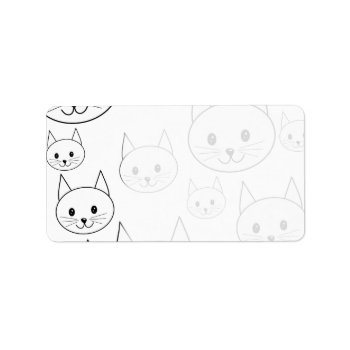 Cute White Cats Pattern. Label by Animal_Art_By_Ali at Zazzle