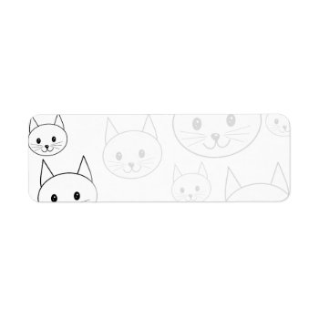 Cute White Cats Pattern. Label by Animal_Art_By_Ali at Zazzle