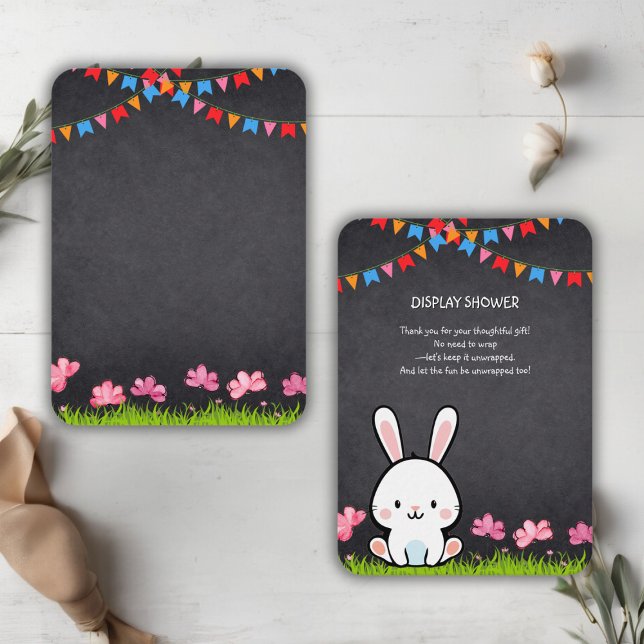 Cute White Chalkboard Bunny Baby Shower Enclosure Card (Creator Uploaded)