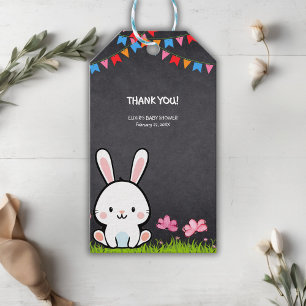 Cute White Chalkboard Bunny Baby Shower Gift Tags