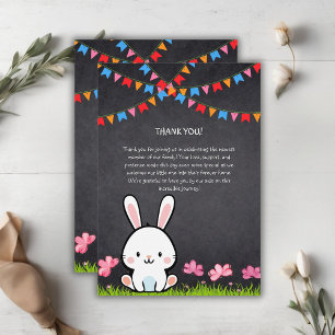 Cute White Chalkboard Bunny Baby Shower Thank You Card