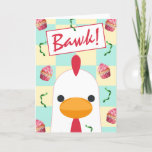 Cute White Chicken Bawk Happy Birthday Card