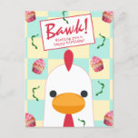 Cute White Chicken Bawk Happy Birthday Postcard