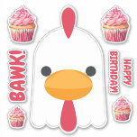 Cute White Chicken Bawk Happy Birthday Sticker