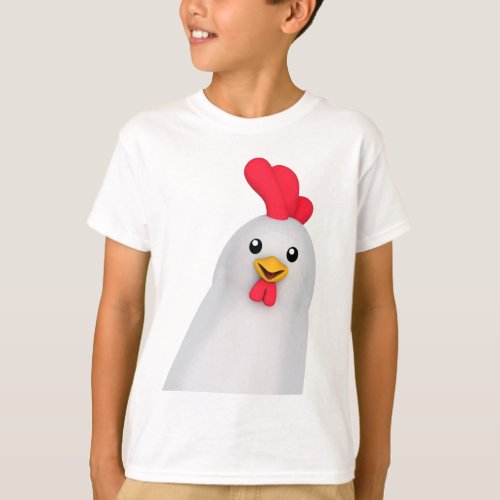 Cute White Chicken  Rooster T_Shirt