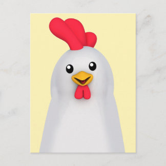 Cute White Chicken / White Rooster Postcard