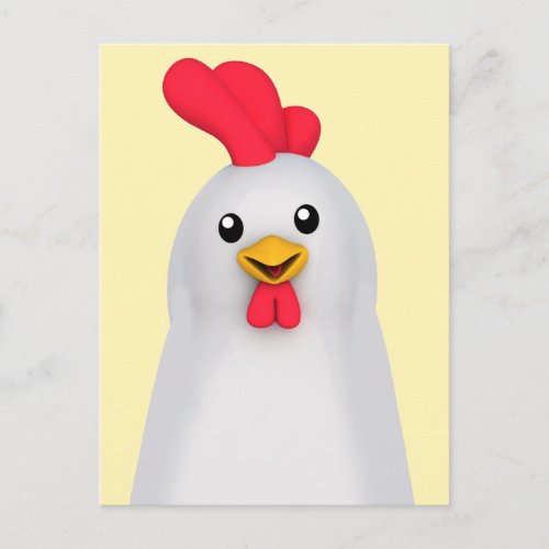 Cute White Chicken  White Rooster Postcard