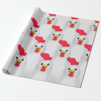 Cute White Chicken / White Rooster Wrapping Paper