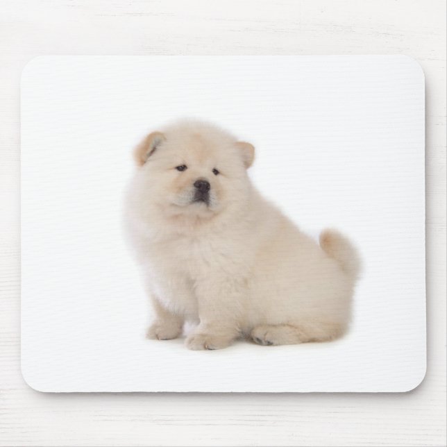 cute white chow chow puppy pup dog mouse pad (Front)