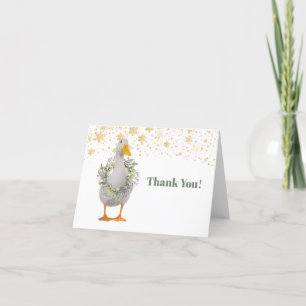Cute White Christmas Duck Letterpress Thank You Card