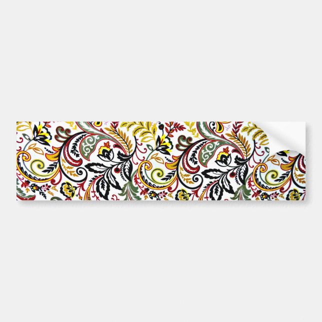 Cute white classic colorful floral design bumper sticker (Front)