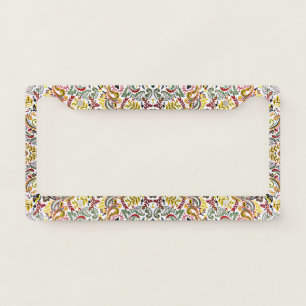 Cute white classic colorful floral design license plate frame