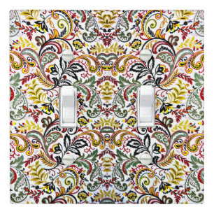 Cute white classic colorful floral design light switch cover