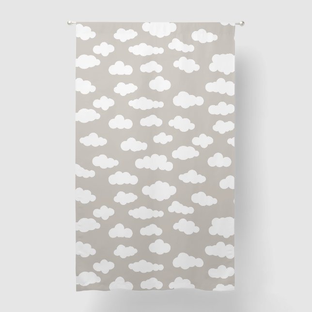 Cute White Clouds greyish beige Blackout Curtains (Front)