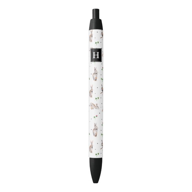Cute white clover with bunnies rabbits Pattern Pen (Front Vertical)