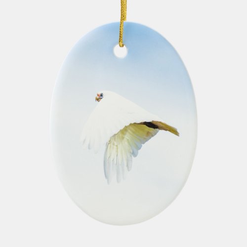Cute white Cockatoo in flight Australia Ceramic Ornament