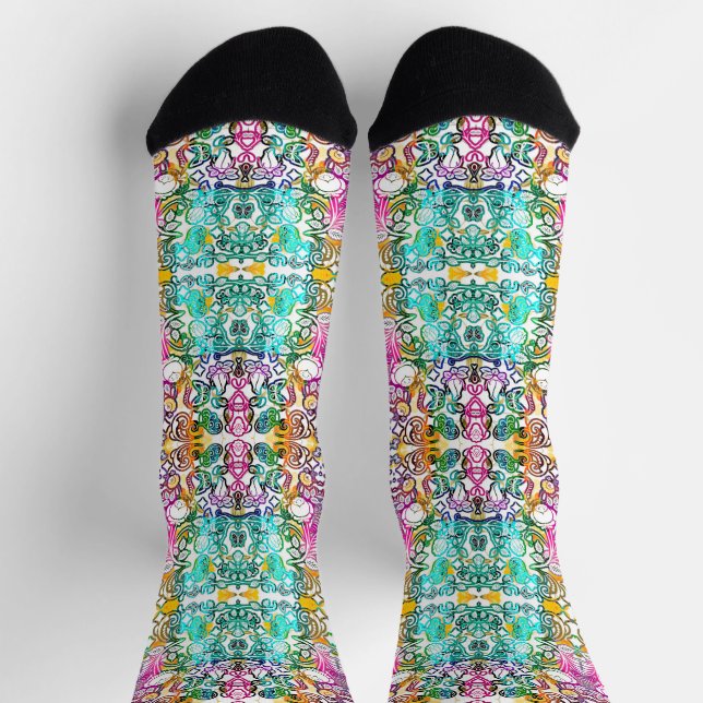 Cute white colorful flowers  socks (Top)